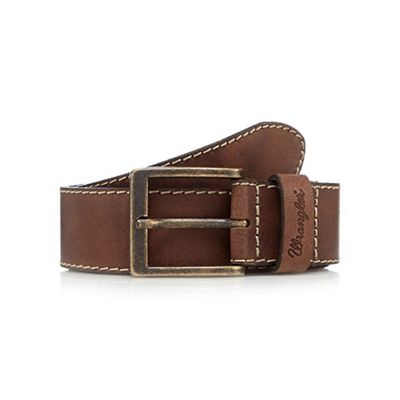 Light brown contrast stitched leather belt